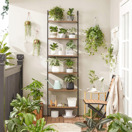 Drabinkowy regał na książki Loft - Rustykalna 6-poziomowa półka do salonu - VASAGLE LLS103B01