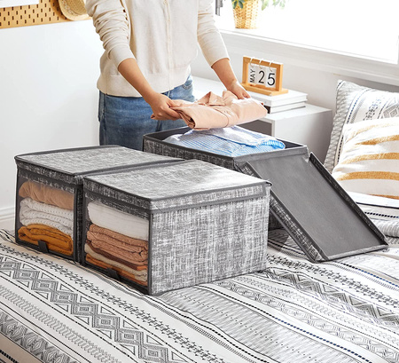 Organizer do szafy x3 - Szary pojemnik, pudełko do przechowywania z okienkiem RFB103G01