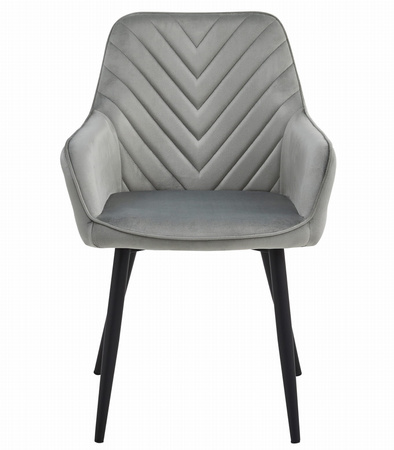 "Krzesło NANA - aksamit srebrno-szary / nogi czarne x 2"