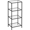 Czarny szklany regał do salonu - Metalowa 4-poziomowa półka Loft - VASAGLE LGT028B61