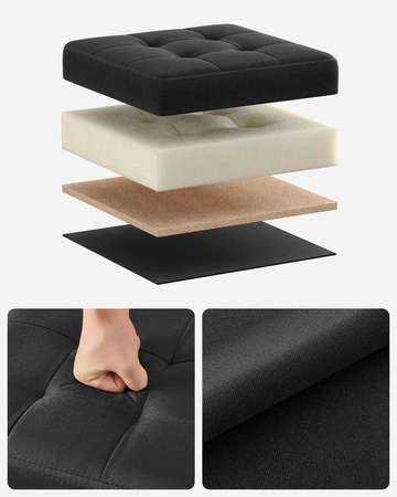 Czarna składana pufa ze schowkiem - Tapicerowana pufa do przechowywania SONGMICS LSF028B01