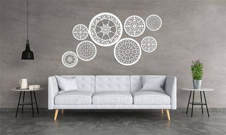 DEKORACYJNE PANELE AŻUROWE, ZESTAW 8 ROZET, PIĘKNA DEKORACJA ŚCIENNA 3D, CZARNY