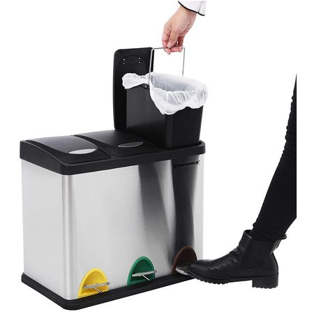 Kosz do segregacji śmieci - Duży srebrny kosz na śmieci - SONGMICS LTB24L