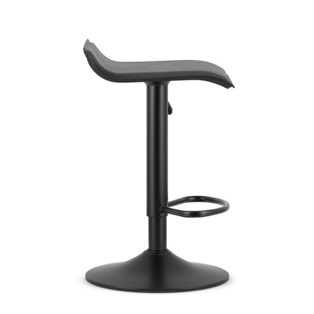 Stołek barowy FORT - Profilowany czarny hoker z ekoskóry na czarnej podstawie