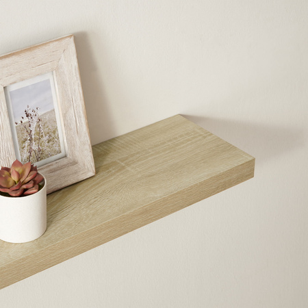 Półka ścienna na książki 60cm - Wisząca półka na ścianę (Dąb Sonoma) VASAGLE LWS026B11