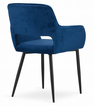 Tapicerowane krzesło kubełkowe AMALFI - Granatowe, pikowane krzesło z podłokietnikami