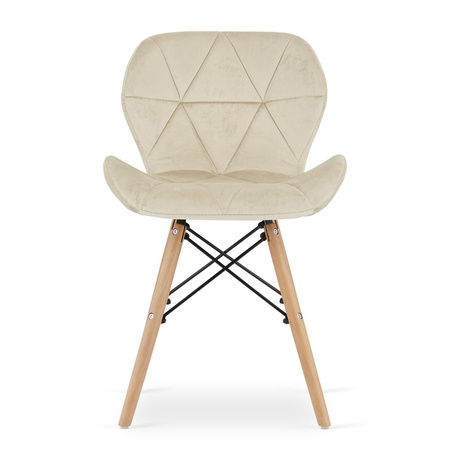 Beżowe krzesło tapicerowane welurowe LAGO - Kremowe krzesło z aksamitu do kuchni