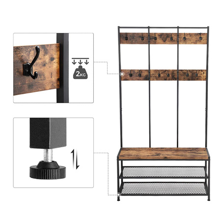 Wieszak na ubrania z półką na buty - Półka na buty z wieszakiem - VASAGLE HSR86BX