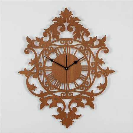 Zegar ścienny BENEDICT 50x62 cm z piękną ażurową tarczą w kolorze drewna czereśnia, marka ORNAMENTI