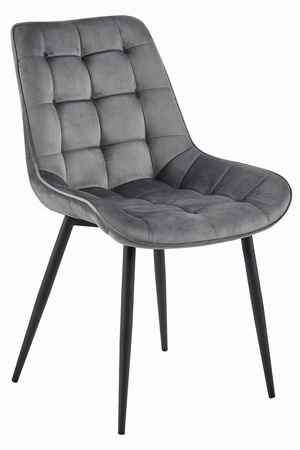 Ciemnoszare krzesła BERA do jadalni (zestaw 4 sztuk) - Tapicerowane pikowane krzesła