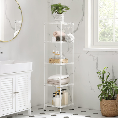 Biały regał łazienkowy - 5-poziomowa metalowa półka do łazienki - SONGMICS LGR023W01