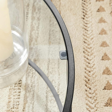 Czarny stolik kawowy ze szklanym blatem - Okrągła ława do salonu - VASAGLE LGT021B01