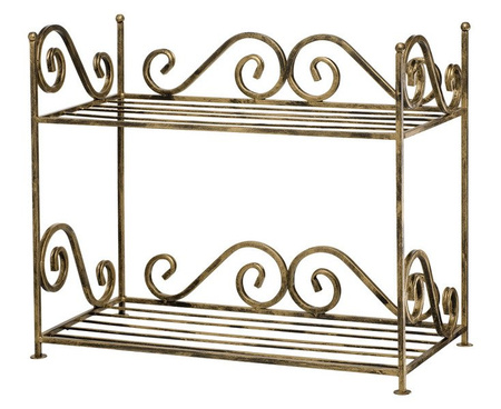 Półka na buty metalowa dwupoziomowa ESKI / ozdobny regał na obuwie do przedpokoju [szer. 70 cm]