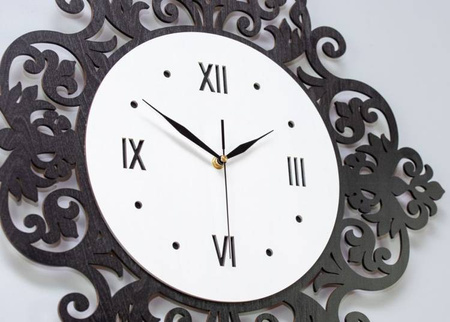 Elegancki zegar ścienny ażurowy VERONA w kolorze czarnym, ORNAMENTI