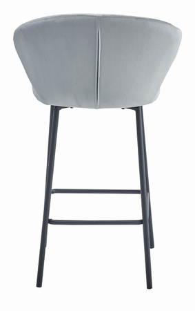 Tapicerowane szare krzesła barowe GATTA (2szt) - Welurowe hokery do wyspy