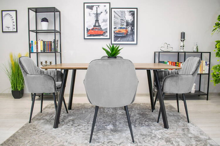 Szare tapicerowane krzesła z podłokietnikami do jadalni LUGO - Fotele do jadalni (2 sztuki)