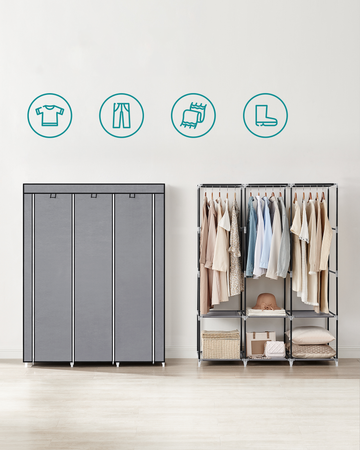 Tekstylna szafa na ubrania z półkami - Materiałowa szafa składana - SONGMICS RYG092G02