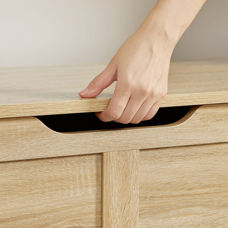 Duży, ozdobny kufer drewniany - Skrzynia drewniana schowek (Dąb Sonoma) VASAGLE LSB060T11