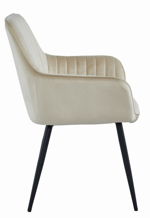 Tapicerowane krzesło SOLDEN - Beżowe, pokryte aksamitem krzesło z podłokietnikami