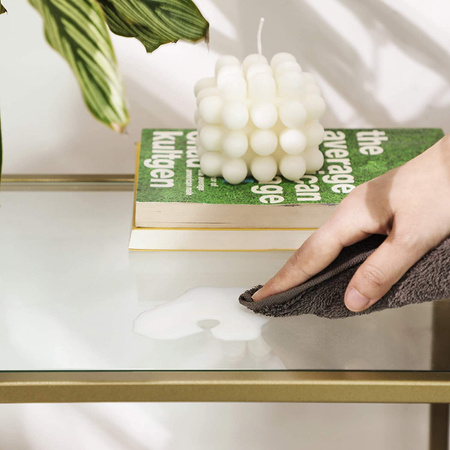 Konsola do przedpokoju - Złota konsola do salonu ze szklanym blatem VASAGLE LGT26G