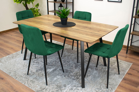 Proste krzesło z oparciem KARA - Tapicerowane krzesło butelkowa zieleń