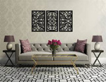 DEKORACYJNY TRYPTYK AŻUROWY, FLORELLE, DEKORACJA ŚCIENNA 3D,  ORNAMENT, 80 x 150 cm, CZARNY