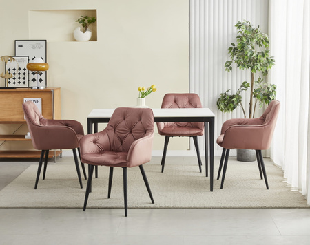 "Krzesło JORK - róż aksamit / nogi czarne x 2"