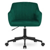 Biurowy fotel welurowy z aksamitu morska zieleń MINK - Obrotowe krzesło na kółkach