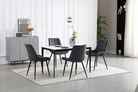 Ciemnoszare krzesła BERA do jadalni (zestaw 4 sztuk) - Tapicerowane pikowane krzesła