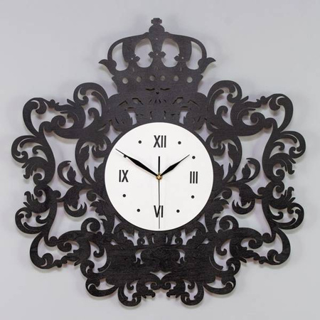 Elegancki zegar ścienny ażurowy VITTORIO w kolorze czarnym, wykonany ze sklejki, ORNAMENTI