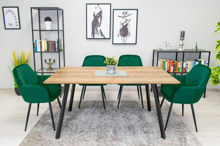 Tapicerowane krzesła z podłokietnikami LUGO butelkowa zieleń - Fotele do jadalni (2 sztuki)