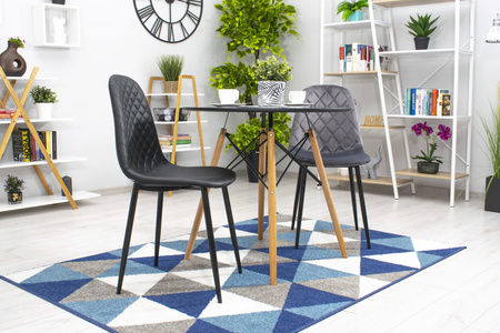 Tapicerowane krzesło ASTI - Ciemnoszare, welurowe krzesło z ozdobnym pikowaniem