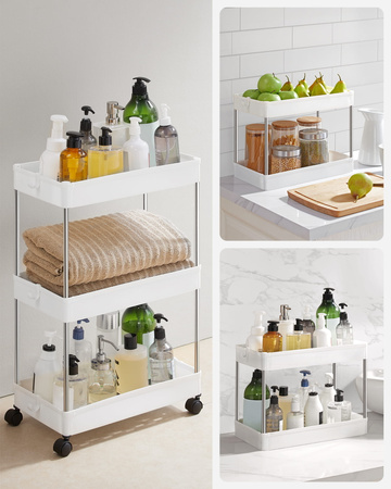 Biały regał na kółkach - Wózek półka na kółkach (3 półki) - SONGMICS KSC009W01