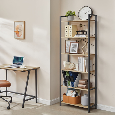 Rustykalny regał do salonu - Loftowa półka na książki (Dąb Sonoma) VASAGLE LLS062B11