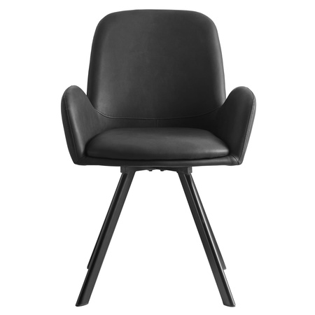 Czarne krzesła z podłokietnikami ELIA - Funkcjonalne, obrotowe krzesła z ekoskóry x2