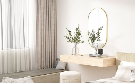 Owalne lustro w złotej ramie 100x50cm SUPO - Ścienne lustro Scandi