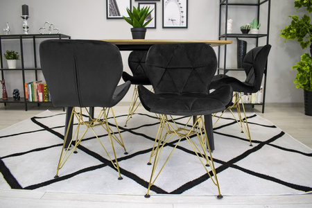 Czarne krzesła NEST - Welurowe, tapicerowane krzesła w stylu glamour (komplet 4)