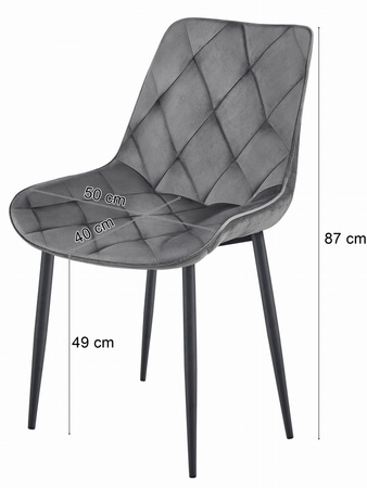 "Krzesło TOR - ciemny szary aksamit / nogi czarne x 2"