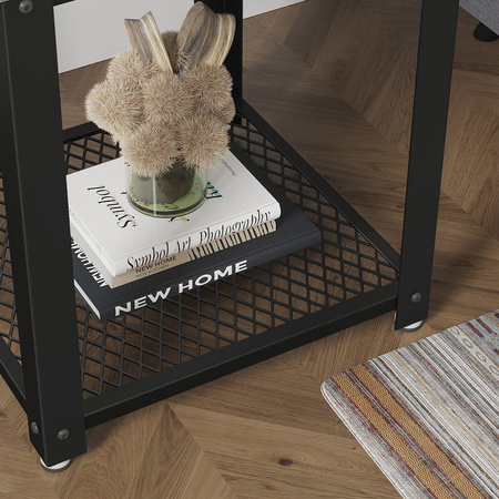 Stolik nocny - Kwadratowy stolik pomocniczy Loft z półką (Dąb Sonoma) VASAGLE LET041B11