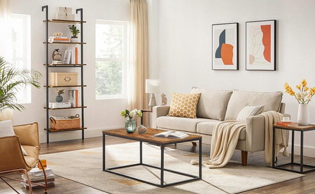 Drabinkowy regał na książki Loft - Rustykalna 6-poziomowa półka do salonu - VASAGLE LLS103B01