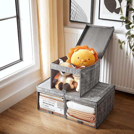 Organizer do szafy x3 - Szary pojemnik, pudełko do przechowywania z okienkiem RFB103G01