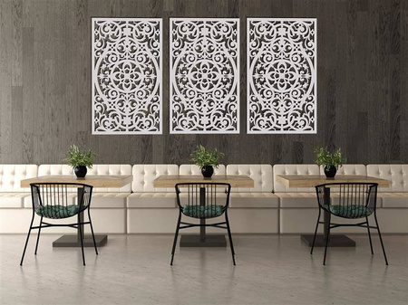 DEKORACYJNY PANEL AŻUROWY FLORELLE, DEKORACJA ŚCIENNA 3D, ORNAMENT, 72x120 cm, BIAŁY