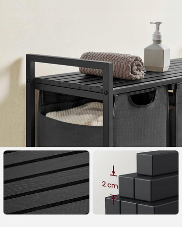 Czarny kosz na pranie 114l Loft - Kosz na bieliznę 3 komory - VASAGLE BLH301G01