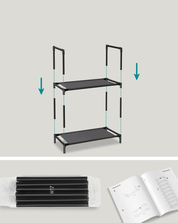 Wysoka półka na buty Organizer - Czarny modułowy regał na obuwie - SONGMICS LSH010B02