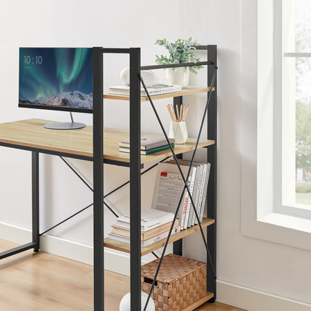 Loftowe biurko komputerowe z półkami - Biurko z regałem (Dąb Sonoma) VASAGLE LWD048B11