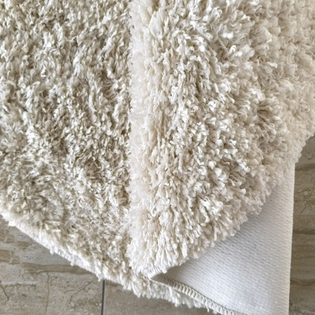 Okrągły dywan Kamel beżowy 120 - Dywan koło, typu shaggy, pluszowy i gładki, kolor kremowy (ecru)