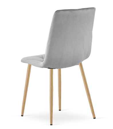 "Krzesło LIBRA - jasny szary aksamit / nogi kolor drewna x 4"