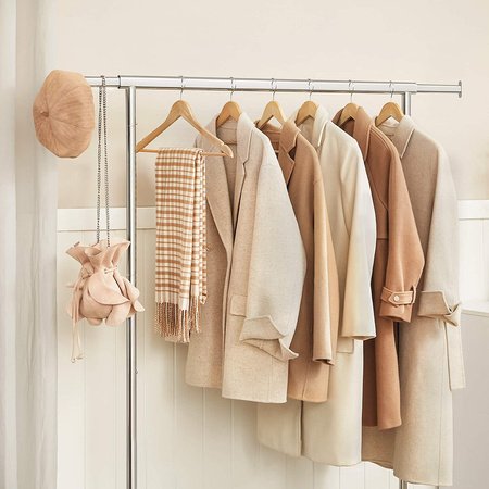 Metalowy stojak na ubrania na kółkach - Chromowany wieszak na ubrania - HSR11S SONGMICS