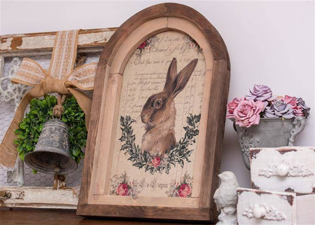 RUSTYKALNA DEKORACJA ŚCIENNA, ZAJĄC, VINTAGE, RETRO STYL
