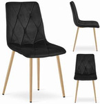 Tapicerowane krzesło welurowe LIBRA - Czarne krzesło z aksamitu do jadalni